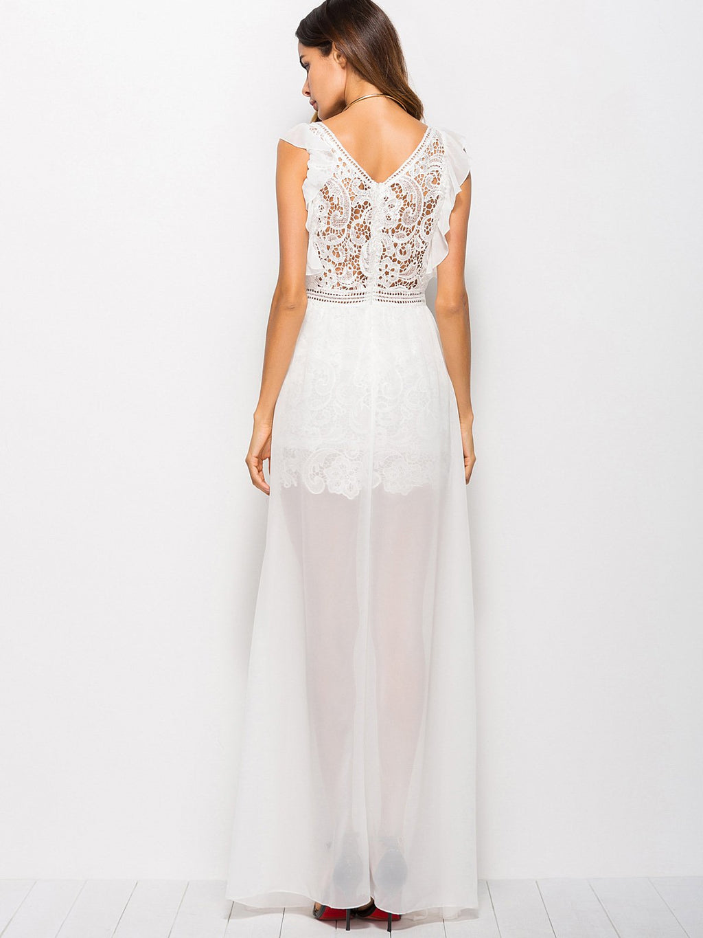 JuliaFashion-Little Crush Mesh Lace Maxi Dress