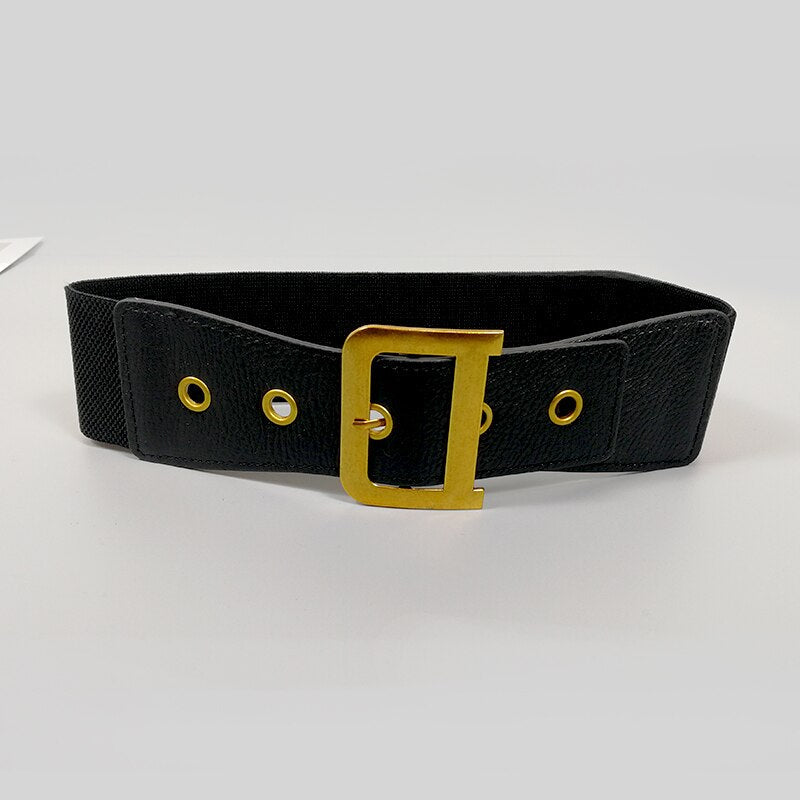 JuliaFashion - 2024 Women High Quality Elastic Wide Cummerbunds Stretch Cinturon Mujer Dress Sweater Waistband