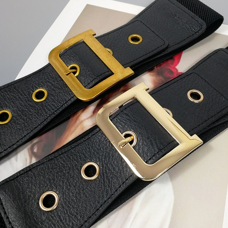 JuliaFashion - 2024 Women High Quality Elastic Wide Cummerbunds Stretch Cinturon Mujer Dress Sweater Waistband