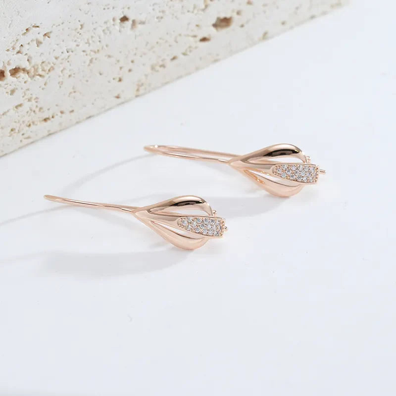 JuliaFashion-Elegant Rose Gold Zircon Dangle Earring