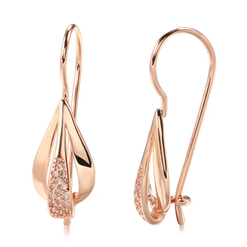 JuliaFashion-Elegant Rose Gold Zircon Dangle Earring