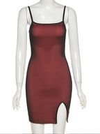 Julia Fashion - Mesh Double-layer Skinny Party Elastic Split Trendy Clubwear Slim Mini Dress