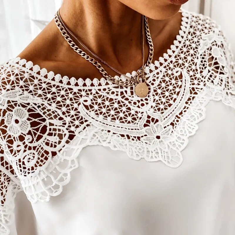 JuliaFashion - 2024 Vintage Elegant Lace Blouses