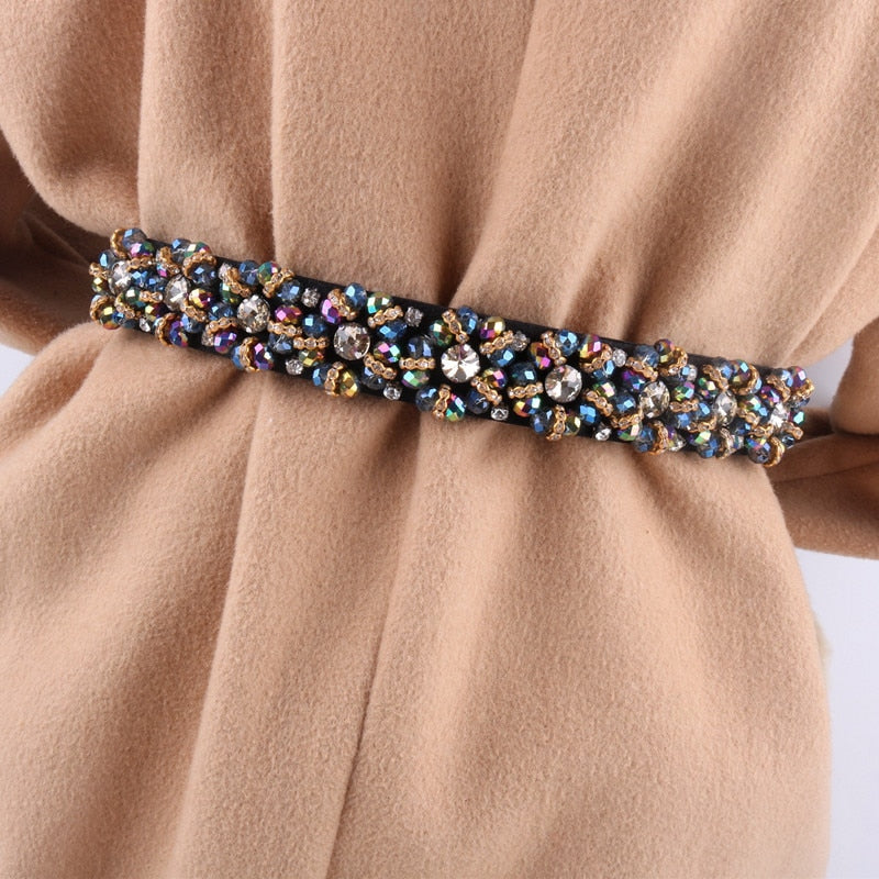 JuliaFashion-New Dress Rhinestone Tunic Belt
