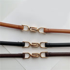 JuliaFashion-Personality Metal Buckle Waist Strap Designer Leather Thin Belt