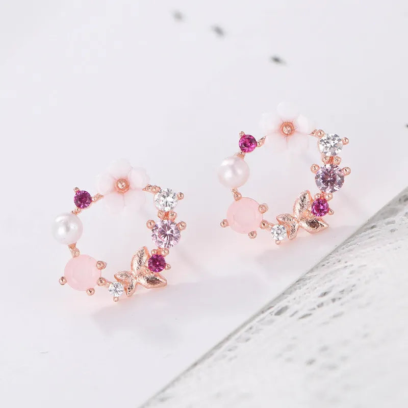 JuliaFashion-Fashionable Silver Floral Statement Earring