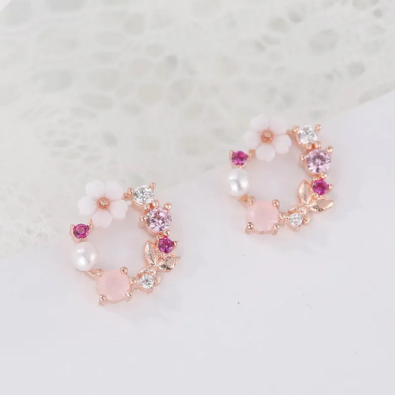 JuliaFashion-Fashionable Silver Floral Statement Earring