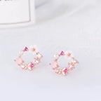 JuliaFashion-Fashionable Silver Floral Statement Earring