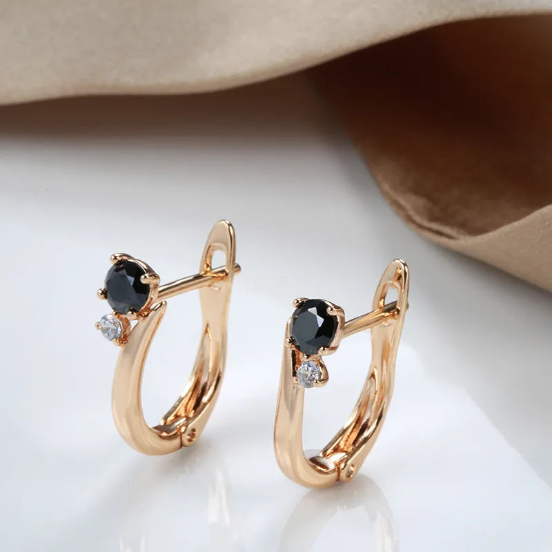 JuliaFashion-Elegant Black Zircon Inlay Earring