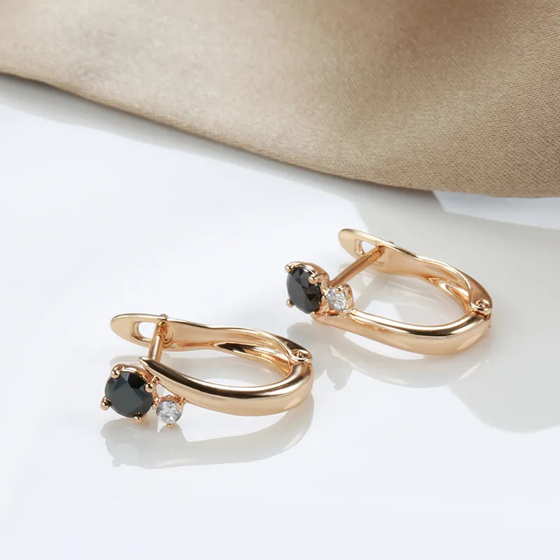 JuliaFashion-Elegant Black Zircon Inlay Earring