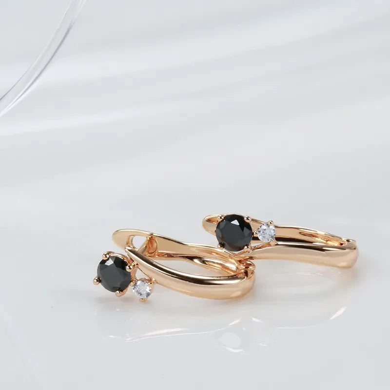 JuliaFashion-Elegant Black Zircon Inlay Earring