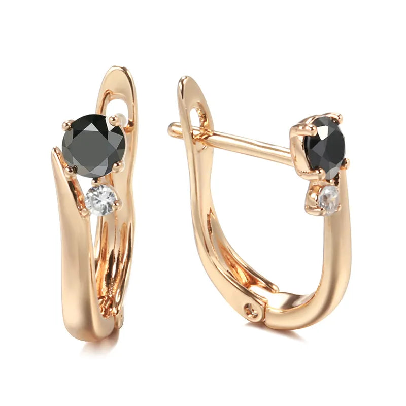 JuliaFashion-Elegant Black Zircon Inlay Earring