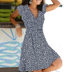 JuliaFashion - 2024 Women Vintage Sleeveless Summer V-Neck Floral Print Boho Dress