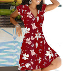 JuliaFashion - 2024 Women Vintage Sleeveless Summer V-Neck Floral Print Boho Dress