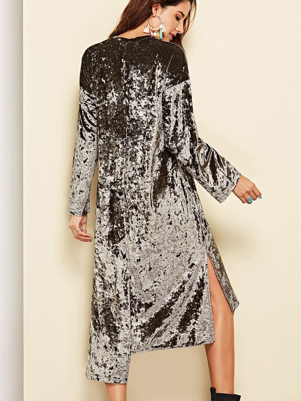 JuliaFashion-Night City Velvet Slouchy Midi Dress