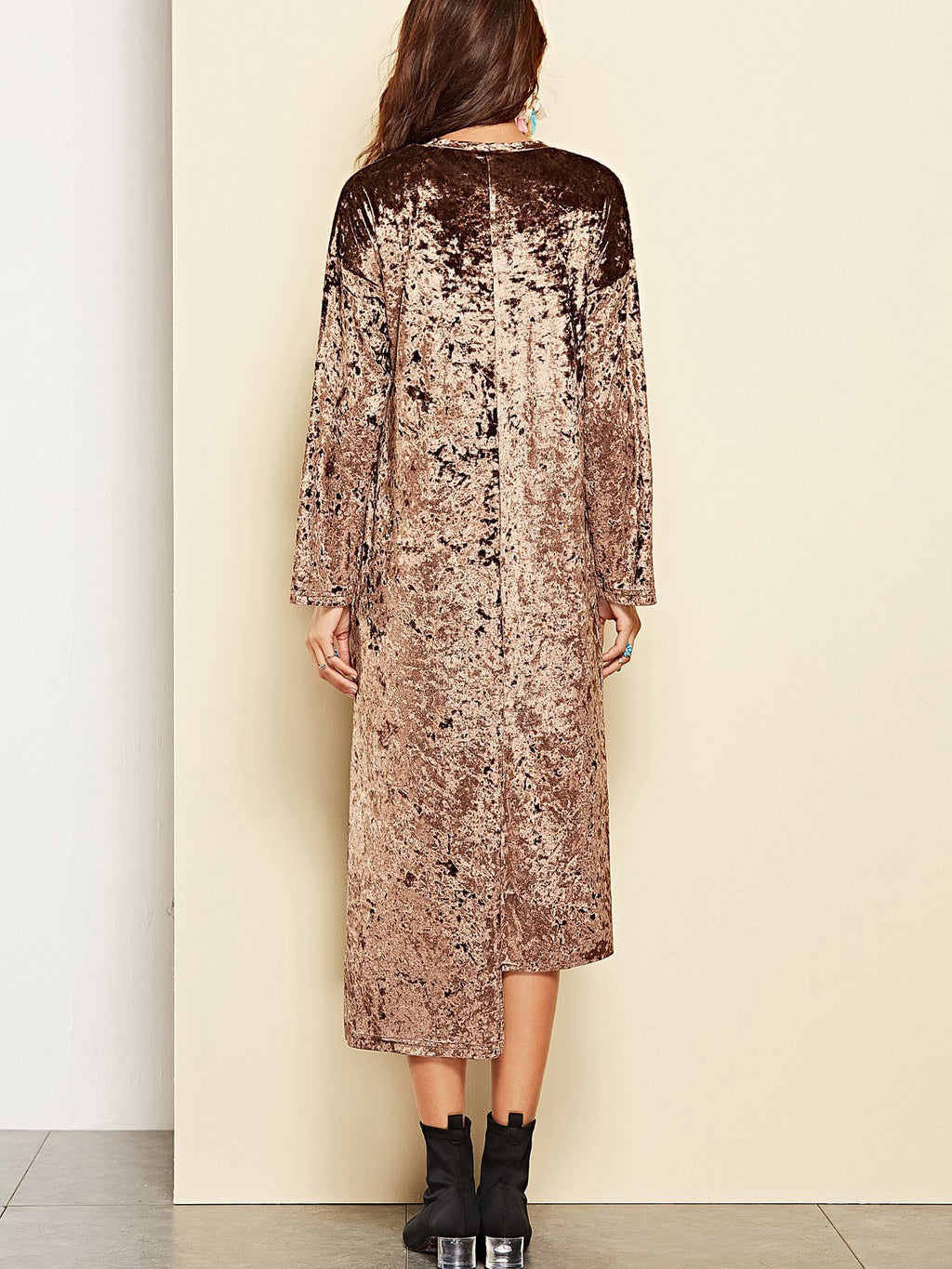 JuliaFashion-Night City Velvet Slouchy Midi Dress