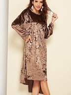 JuliaFashion-Night City Velvet Slouchy Midi Dress