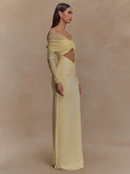 Off Shoulder Cut Out Maxi Dress