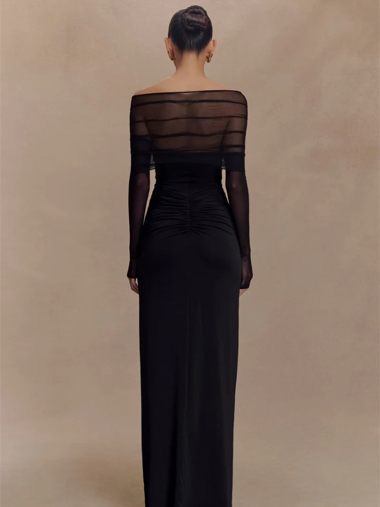 Off Shoulder Cut Out Maxi Dress