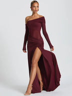 One Shoulder High Slit Maxi Dress