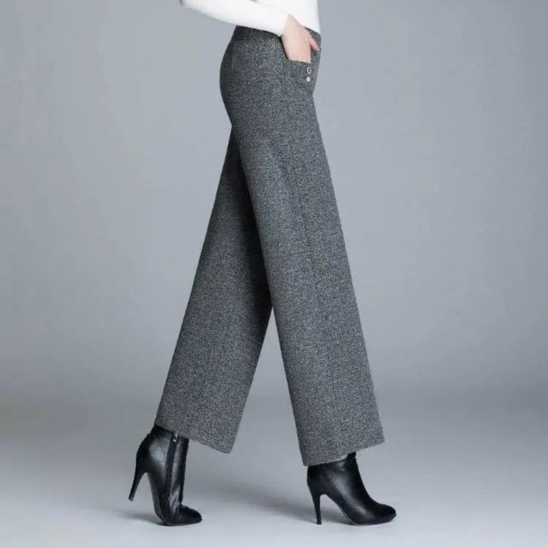 JuliaFashion-Pendent Chic High Waist Loose Classic Straight Trousers