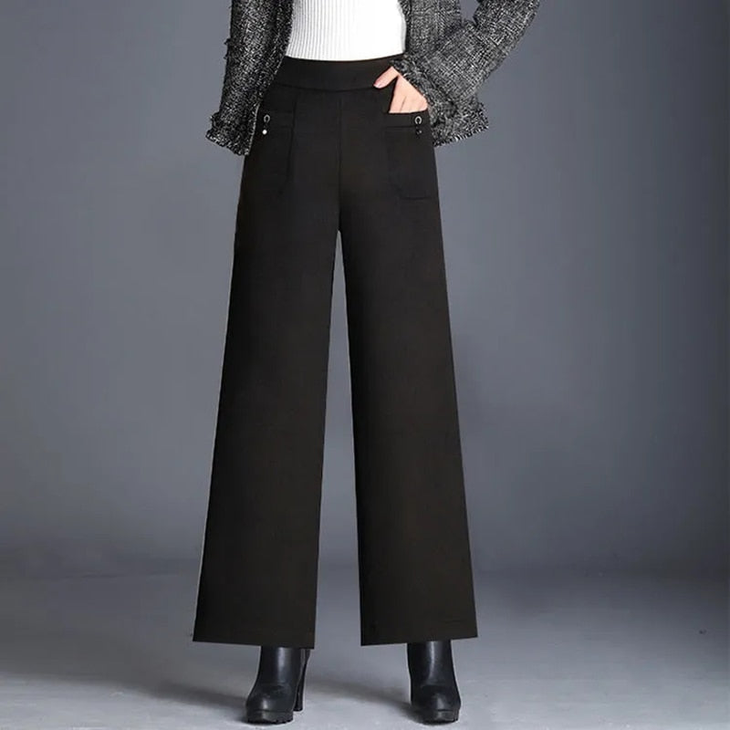JuliaFashion-Pendent Chic High Waist Loose Classic Straight Trousers