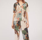 JuliaFashion - 2024 Short-sleeved Cropped Trousers Pajamas Set