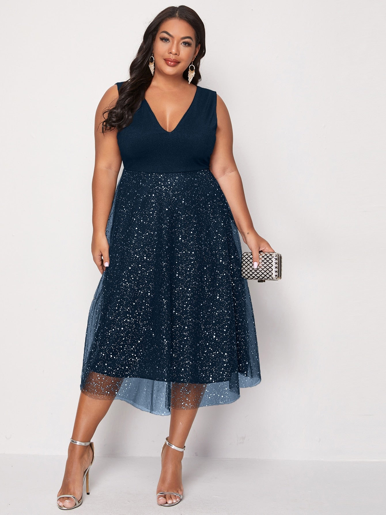 JuliaFashion-Chubby Half Sleeve V-Neck Elegant Party Dresses