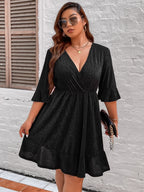 JuliaFashion-Chubby Half Sleeve V-Neck Elegant Party Dresses