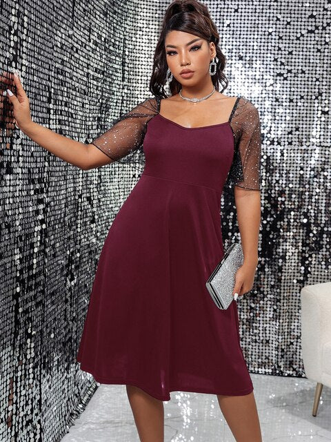 JuliaFashion-Chubby Half Sleeve V-Neck Elegant Party Dresses