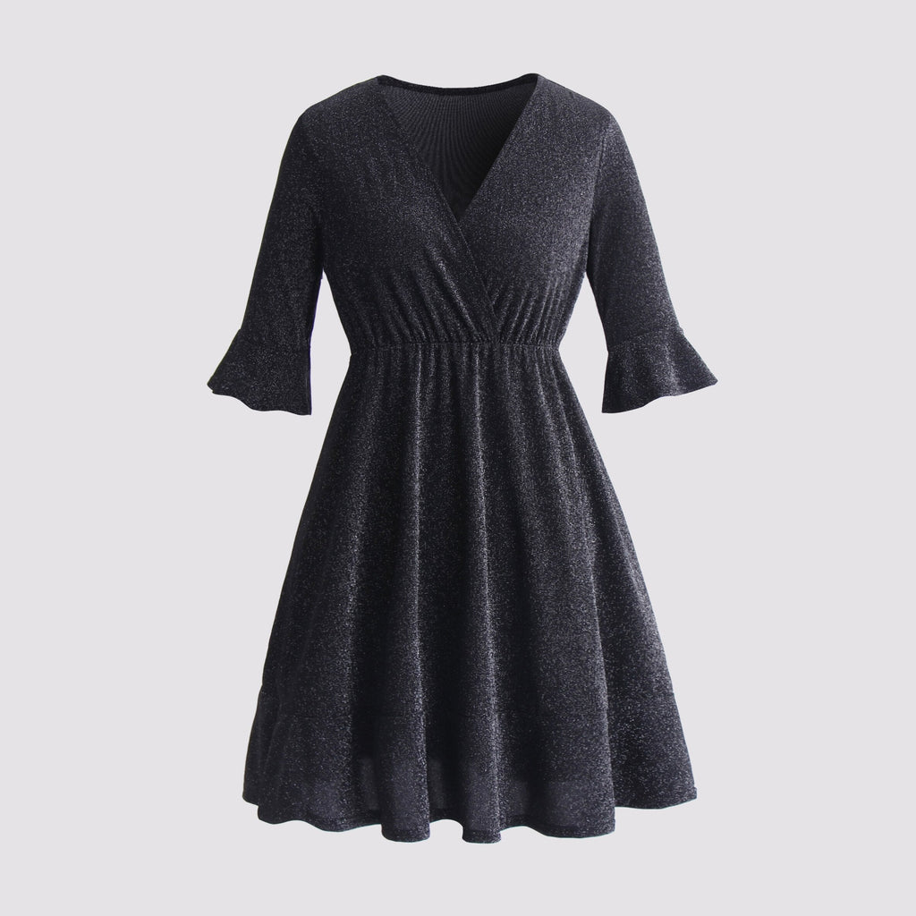 JuliaFashion - 2024 V-Neck Wine Red Elegant Evening Party Wear Dresses