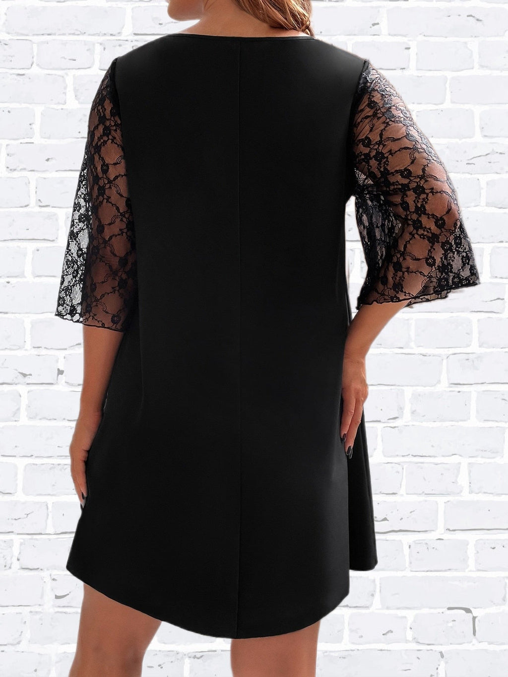 JuliaFashion-Half Lace Sleeve Loose Cotton Party Dresses