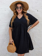 JuliaFashion - 2024 V-Neck A Line Cotton Casual Loose Midi Tunic Dresses