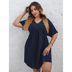 JuliaFashion-A Line Elegant Cotton Casual Loose Midi Tunic Dresses