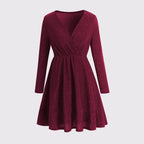 JuliaFashion - Sexy Curve V-Neck Long Sleeve Evening Party Dress