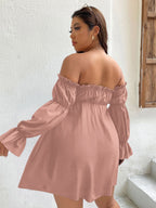 JuliaFashion-Pink Off Shoulder Elegant Tunic Dresses