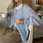 Preppy Y2K Vintage Solid Color Button-Down Knitwear Cardigan