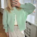 Preppy Y2K Vintage Solid Color Button-Down Knitwear Cardigan