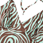 JuliaFashion-Brown V-Neck Halter Cami Tops