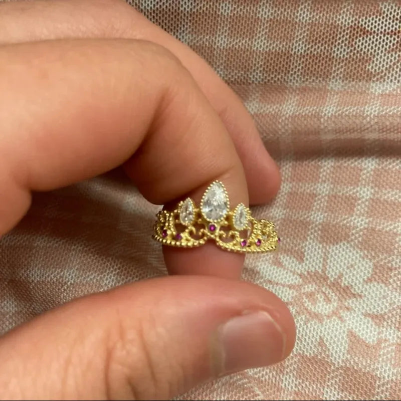 JuliaFashion - 2024 Princess Rapunzel Crown Gold Plated Ring