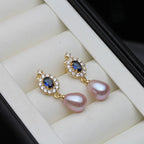JuliaFashion-Gold-Plated Freshwater Pearl Drop Earrings