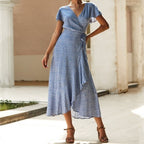 JuliaFashion - Red Dot Print Elegant Beach Midi Dress