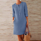 JuliaFashion-Loose Fit Button Down Midi Dress