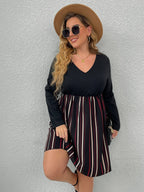JuliaFashion-Curvy Elegant Chic Patchwork A Line Casual Dress