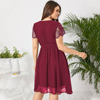 JuliaFashion - Short Sleeve Lace Chiffon Bohemian Sundress