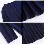 JuliaFashion - Sexy Curve V-Neck Long Sleeve Evening Party Dress