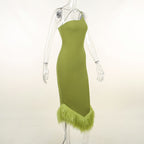 JuliaFashion-One Shoulder Fringed Cocktail Party Dress