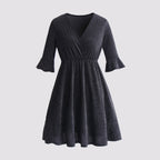 JuliaFashion - 2024 V-Neck Wine Red Elegant Evening Party Wear Dresses