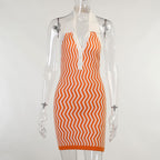 JuliaFashion - 2024 Sexy V-Neck Backless Sleeveless Short Polo Shirt Dress