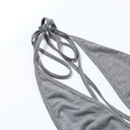 JuliaFashion - 2024 Sexy V-Neck Pleated Party Halter Backless Dress